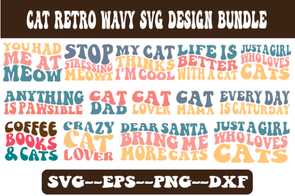 Cat Wavy SVG Design Sublimation Bundle for Crafts and Graphics