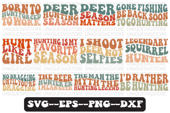 Hunting Retro Wavy Svg Design Bundle for Crafts and Graphics