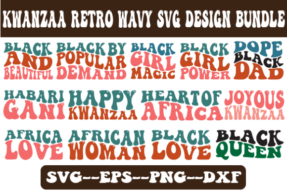 Kwanzaa Retro Wavy Svg Design Bundle for Crafts and Graphics