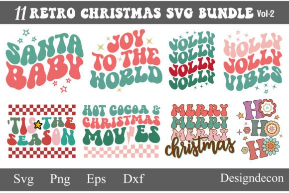 Retro Christmas Svg Bundle for Embroidery Projects