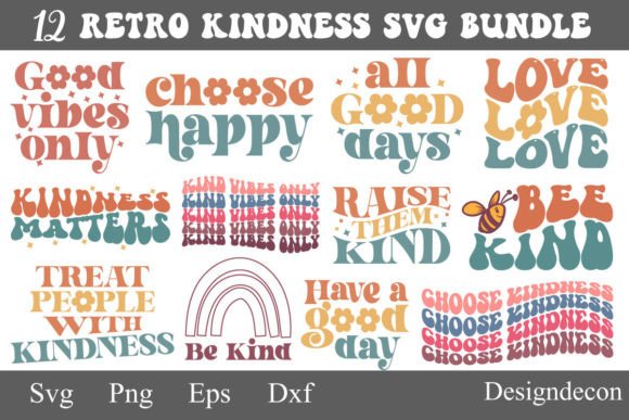 Retro Kindness Sublimation Svg Bundle for Graphics and Crafts