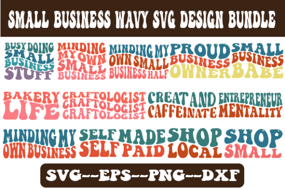 Small Business Wavy Svg Design Bundle for Crafts and Graphics