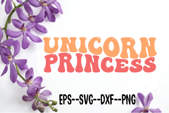 Unicorn Princess Retro Wavy Graphic for Crafts
